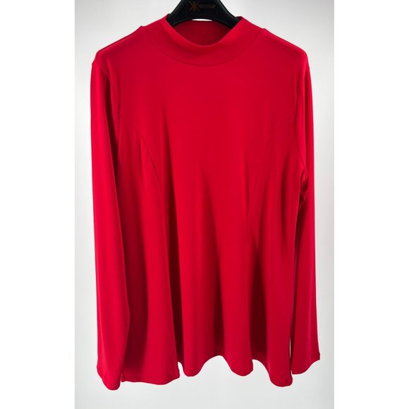 New Zenana Long Sleeve Mock Neck Top Red Size XL - Picture 3 of 5